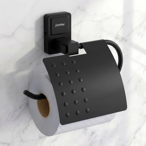Image of Plantex 304 Garde Stainless Steel Toilet Paper Roll Holder /Toilet Paper Holder in Bathroom /Kitchen /Bathroom Accessories - Darcy (Black)