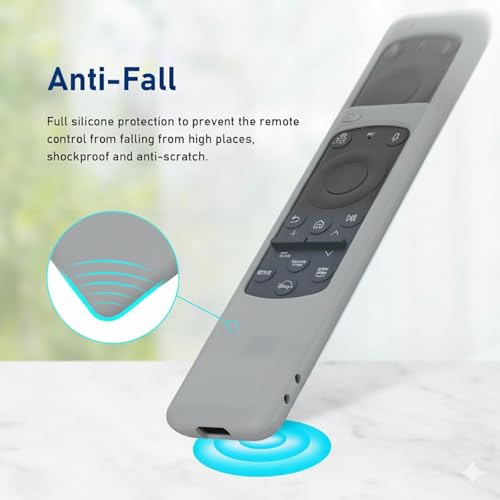 Image of Silicone TV Remote Cover Compatible with Samsung Smart TV Remote 2023 BN59-01432G BN59-01432A (Samsung Smart TV 2023 Model Solar Remote Cover - Style 8, Grey - Style 8)