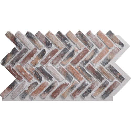 EverStone Herringbone Faux Brick Panel, 46 1/2"W x 25 1/4"H x 1"D, Farmhouse Color