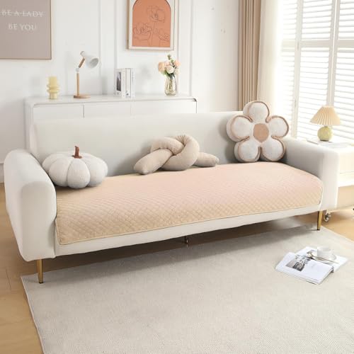 Image of HOKIPO Quilted Sofa Cover Mat for 2 Seater Sofa, Beige (NEW-IN-720-BGE)