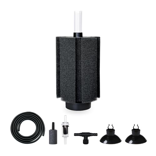 Image of Aquarium Large Sponge Filter 80-90 Gal with Air Stone and Bio Ceramic Media | Quiet Operation, For Fry, Betta, Shrimp