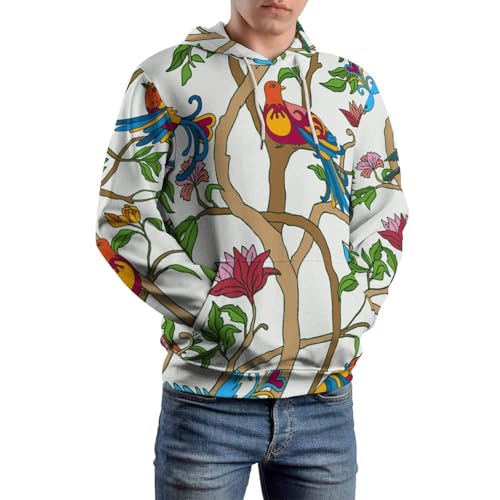 Sweat à capuche oiseau et arbre manche longue doux et isolant S - 6