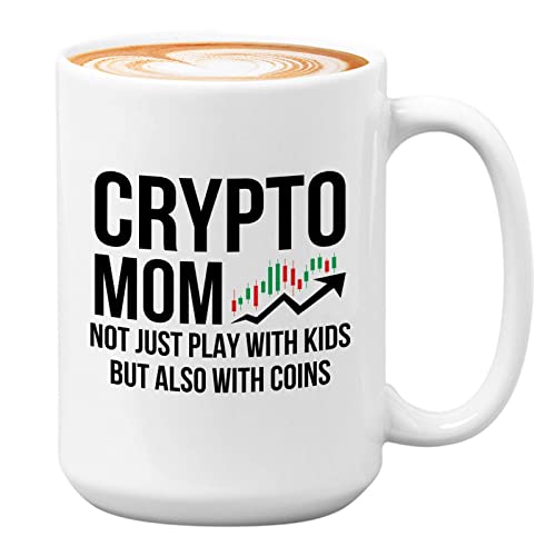 Crypto Investment Coffee Mug 15oz White - Crypto Mom - Trader Stock Market Financial Adviser Saving Coin Investing Businesswoman Digital