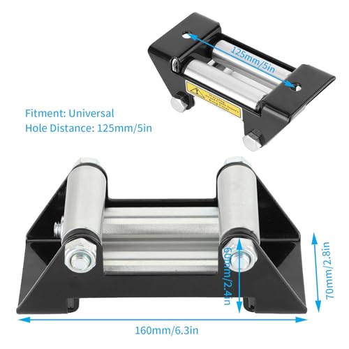 Passacavo per Cavo per Verricello, Passacavo Universale Affiancato per Carichi Pesanti 125 Mm/5 Pollici Diametro Foro 6,3 X 2,8 X 2,4 Pollici