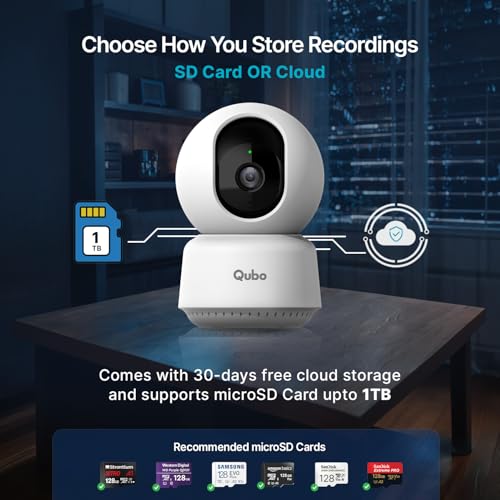 Image of Qubo Smart 360 3MP [2K] Wi-Fi Security Camera [2026 Edition] by Hero Group | Indoor CCTV Cam for Home | STQC Certified | AI Person Detection | Color Night Vision | SD&Cloud Storage (Pack of 2)