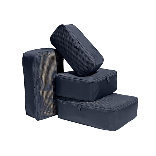 Away Insider Packing Cubes Set of 4 - Lightweight Space-Saving Packing Cubes for Carry-On Luggage - Small Medium and Wide Sizes - Navy Blue
