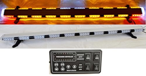 YanTech 56 86 LED Amber Emergency Light Bar with Take Down Alley Brake&Turn Signals for Truck Tow Wrecker - USA Warranty w/Lifetime Service