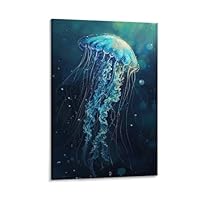 Amazon.co.jp: 絵画 深海で光るクラゲ アートパネル ポスター イラスト