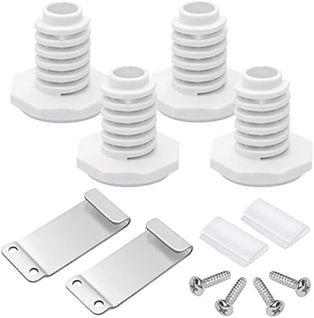 Washer and Dryer Stacking Kit Replacement W10869845 Suitable for Models For W10298318 W10761316 Includes 4 Feet 4 Screws 2 Plastic Clips 2 Hook Brackets