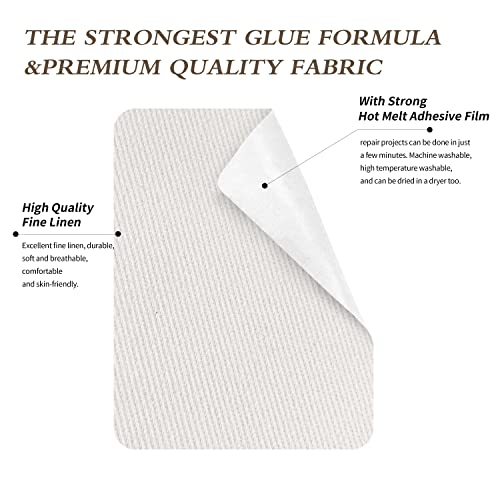 Image of KING MOUNTAIN 100% Cotton Fabric Iron-on Repair Patch, Inside&Outside Clothes Repair Patch, 3 inchx60 inch with Backing Glue Repair Decorative Patch kit (Off-White)