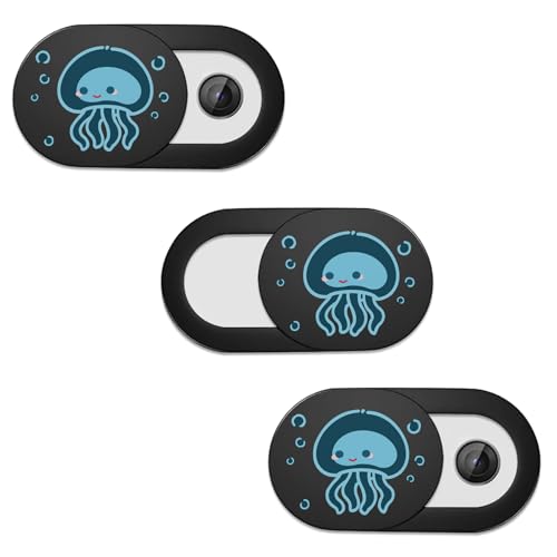 SIREG Webcam Cover Ultra Thin - Web Camera Cover fits Laptop,Tablet,PC,Computer, Smartphone, Protect Your Privacy and Security,Strong Adhesive (Jellyfish B- 3 Pack)