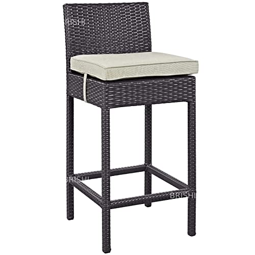 Image of BRISHI Outdoor Bar Set Garden Patio Bar Set 1+4 4-Chairs and 1- Table Set Balcony Bar Table with Stool Set (Brown)