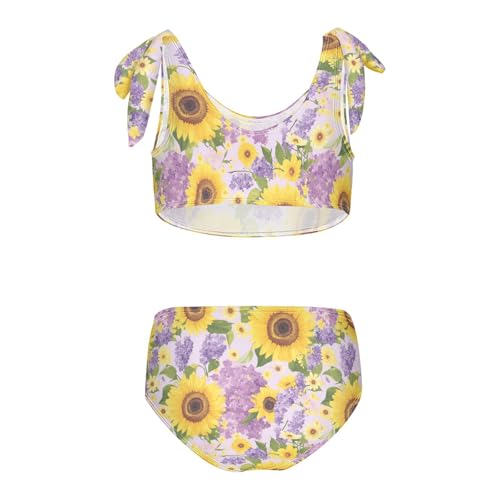 Wusikd Sunflowers Lilac Girls Swimsuits Two Piece Flower Swimwear Bikini Set for for Girls Size 3T2