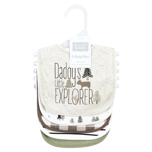 Image of Hudson Baby Unisex Baby Cotton Bibs, Daddy'S Explorer, One Size