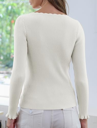 IWD Womens Crew Neck Tops Fall 2025 Long Sleeve Ribbed Knit Shirts Trendy Casual Slim Fitted Pullover Sweater4