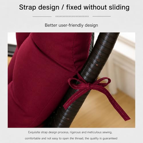 Image of KYNE Rocking Chair Cushion 18 x 50 Inch Thick Tufted Chair Cushion with Backrest and Seat Pad Soft Premium Fabric Polyester Filling Non Slip Indoor Outdoor Rocking Chair Replacement Cushion (Maroon)