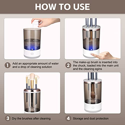 Kkl Makeup Brush Cleaner Machine Electric Cosmetic Automatic Brush Cosmetic Supplies Storage Box Deep Cosmetic Brush Spinner For Brushes #TOP4