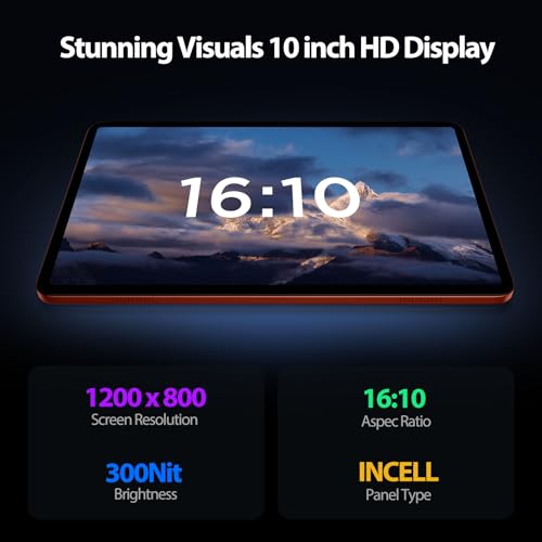 Ckypad Android 14 Tablet,10 Inch Tablet,12GB RAM+128GB ROM(Up to 2 TB),1280x800 IPS FHD Touchscreen,6000mAh,Android Tablets,Octa-Core,WiFi 6 & Bluetooth 5.4,5MP+8MP Camera,Lucky Orange - Image 3