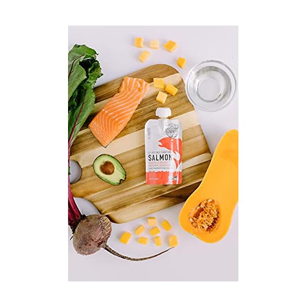 Serenity-Kids-Baby-Food-Pouches-Wild-Caught-Coho-Salmon-with-Organic-Butternut-Squash-and-Beets-For-6-Months-35-Ounce-Pouch-6-Pack Serenity Kids 6+ Months Baby Food Pouches Puree Made With Ethically Sourced Meats & Organic Veggies | 3.5 Ounce BPA-Free Pouch | Wild Caught Salmon, Butternut Squash, Beet | 6 Count