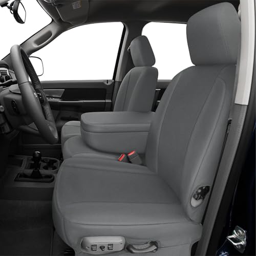 SAPUBK Custom-Fit Gray Front Seat Covers Sets Replace for 2006-2009 Dodge Ram 2500 3500 40/20/40 with Opening Console Seat, Knitted Fabric Composite Soft Foam Lining Breathable Seat Cover Cushion
