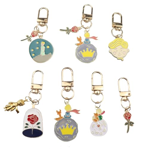 Hoshisea 7 Llaveros Principito, Llavero Creativo, Llavero de El Principito, Rosa Dorado, Adecuado para Carteras, Llaveros, Regalos