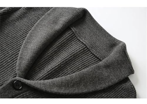 Men Shawl Collar Cardigan Sweater Slim Fit Cable Knit Button-Up Merino Wool Casual Outerwear4
