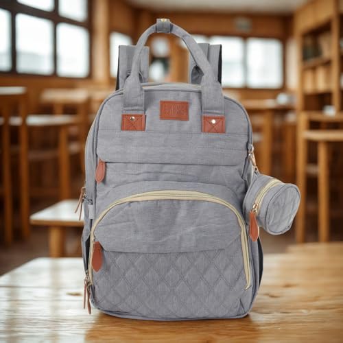 Image of Diaper Bag Backpack with Built-in Changing Station,Large Capacity Waterproof Mummy Bag with Bassinet,Insulated Pockets,Laptop Compartment & Organizer for Baby Essentials Travel,Unisex-Grey