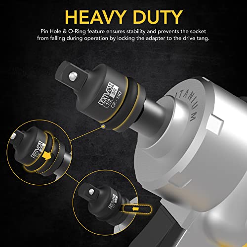 LEXIVON Impact Socket Adapter Combo Kit, 7-piece Increaser, Reducer & Extension Set | 1/4"-3/8"-1/2" Impact Driver Conversions, Active Rust Protection By Black-Phosphate Coating Treatment (LX-109) by LEXIVON - Used condition - Image 7