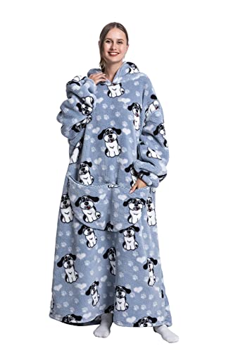 Wearable Blanket Hoodie - Flannel, Big Ear Doggy Design