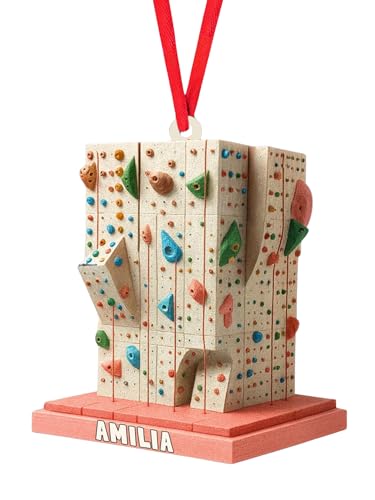 BeardesCo Custom Rock Climbing Ornament with Name Base