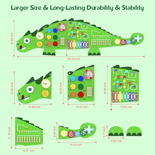 Image of Activity Wall Busy Board for Toddlers: 9-in-1Interactive Activities | Montessori Sensory Toys Panel for Playroom - Build Fine Motor Skills & Hand-eye Coordination - Gift for Kids Age 3+