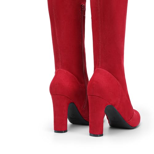 DREAM PAIRS DREAM PAIRS Over The Knee Boots for Women Knee High Boots Thigh High Boots for Women,Size 8,Red-Suede,SDOB2403W
