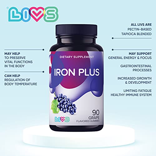 Livs Active Energy Bundle - Iron Plus, Hydration Support (With Electrolytes), & Vitamin B-12 - Gummies For Adults & Kids, All-Natural, Gluten-Free, Non-Gmo - Grape, Elderberry, & Raspberry Flavored #TOP5