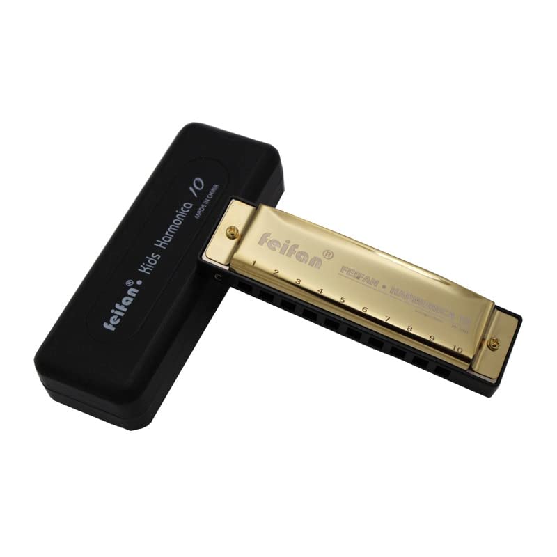 Harmonica 10 trous harmonica changeur d’harmonica avec cas harpe instrument organisateur C Tone blues harmonica enfants - Les Beatles, Paul McCartney, John Lennon, RIngo Starr, George Harrison Harmonica 10 trous harmonica changeur d'harmonica avec cas harpe instrument organisateur C Tone blues harmonica enfants