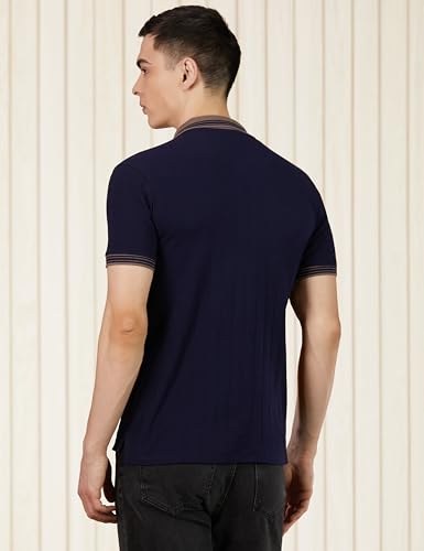 Image of Amazon Brand - Symbol Men Regular Fit Rib Textured Polo| Half Sleeves | Available in Plus Size