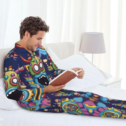 Pyjama homme manches longues MonsterMash en tissu doux