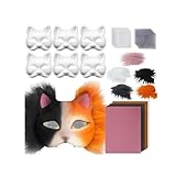 【Masque de chat DIY】masque therian en feutre inclus est fabriqué dans un tissu de haute qualité, délicat et doux pour la peau. Il suffit d'utiliser de la colle pour coller le masque. Il a une forte absorption d'eau et peut être peint. Le filet pour les yeux peut également être découpé à la taille et à la forme souhaitées.