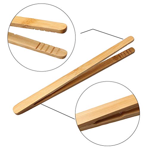 8 Pieces Bamboo Toast Tongs, 7 Inches Reusable Wood Cooking Tongs For Cooking Holding Toast Muffin Bambootongs For Kitchen Utensil #TOP1