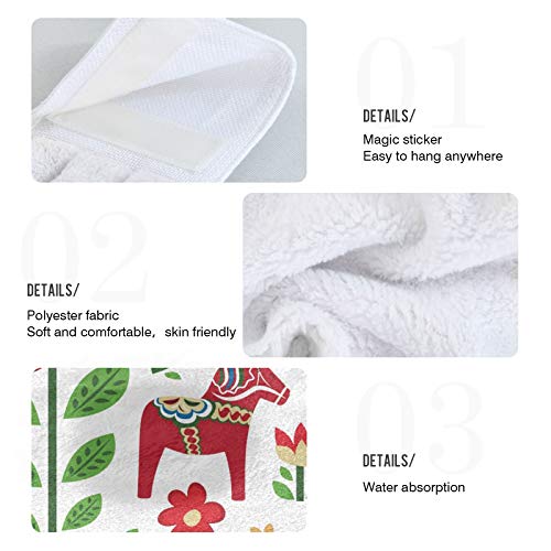 Susiyo Kitchen Towel 2 Pcs Absorbent Soft Hanging Hand Towel Dish Towel For Kitchen Bar Decor (Swedish Dala Horse Pattern) #TOP4