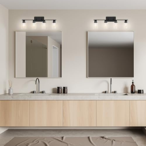 Image of Nuvo 60 /7274 Sommerset 4-Light Vanity Fixture with Clear Glass - Matte Black Finish