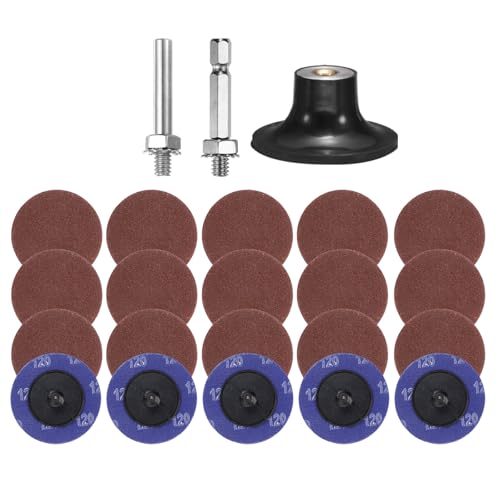QUARKZMAN 23-teiliges Quick Change Discs Set 2 Roll Lock Schleifscheiben mit 1/4 Schaft Pad Halter 120 Körnung Oberflächenkonditionierungsscheibe für Polieren Rostentfernung