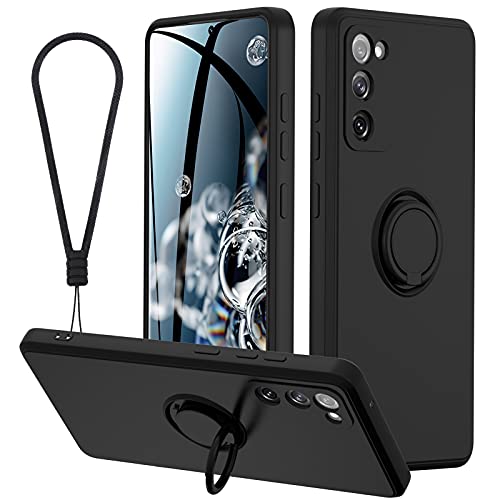 OWKEY Coque Samsung Galaxy S20 FE,avec Anneau Kickstand [Téléphone Stand Titulaire/Support Bague] Militaire Anti-Chute Bumper Antichoc Housse Etui pour Samsung Galaxy S20 FE, Noir Cover