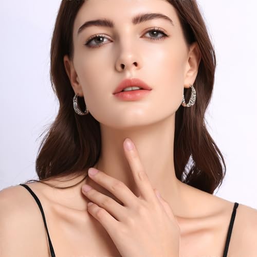 Crystal Hoop Earrings For Women, Bright Silver Plated Oval Inside Out Earring, Sparkling Modern Geometric Earrings, Gift for Her2