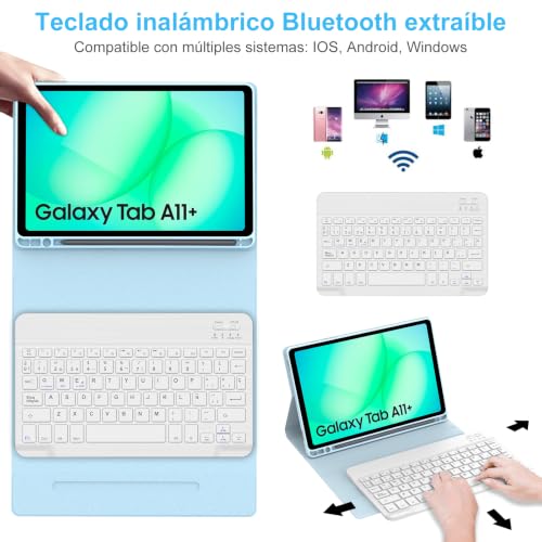Funda teclado para Samsung Galaxy Tab A11 Plus 2025 QWERTY español Ñ Bluetooth A9+ 3