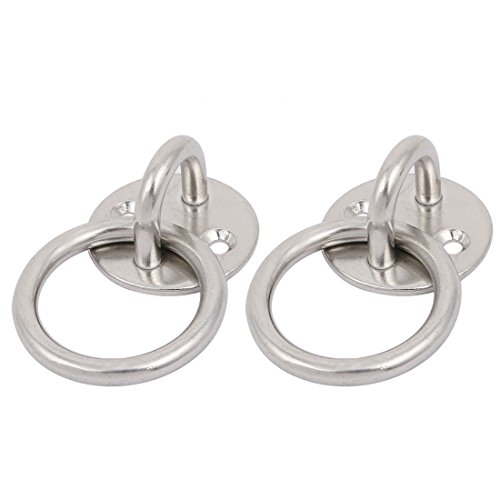 Aexit 2pcs 316 Home Hardware Stainless Steel 6mm Thick Round Sail Shade Pad Eye Plate w Ring Welded Model:72as49qo88