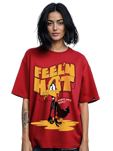 Image of Bewakoof Women's Cotton Oversized Fit Half Sleeve Round Neck T-Shirt | Casual wear | Streetwear | Oversized Tshirt for Woman Cotton| Baggy
