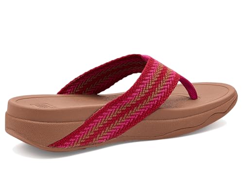 Image of FitFlop, Womens Surfa Stripe-Webbing Toe-Post Sandals, Fuchsia Rush Mix, 8.5, Medium