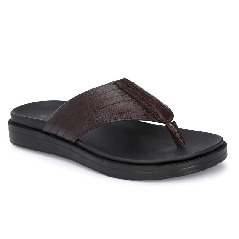 TrueYarn Pure Leather Slippers for Men | Thong Sandals for Men | Stylish | Super Comfortable | Durable | Anti-Skid | UK - 7 (Brown) (B0BR17XBTJ) Amazon Price History, Amazon Price Tracker