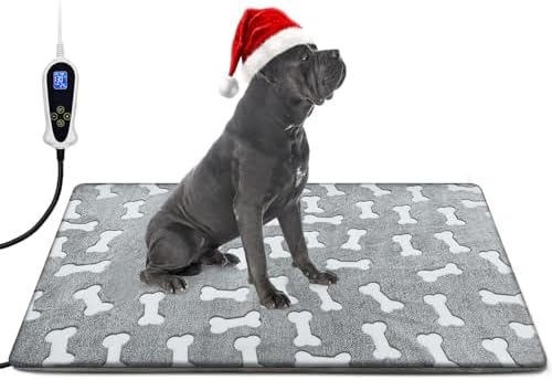 Bestio Almohadilla térmica para perros, almohadilla térmica gigante para perros, almohadilla térmica para perros al aire libre con controlador de temperatura normalmente abierto mejorado, alfombrilla