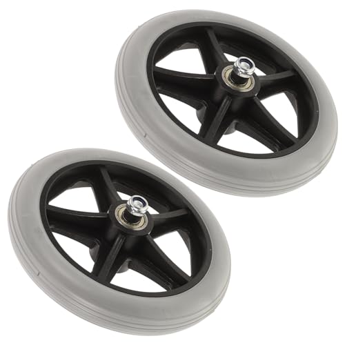 TOGEVAL 2個 車椅子用交換前輪 ソリッドホイール 耐摩耗性滑り止め設計 軽量静音製 高耐荷重で屋内外対応 便利な車輪交換パーツ